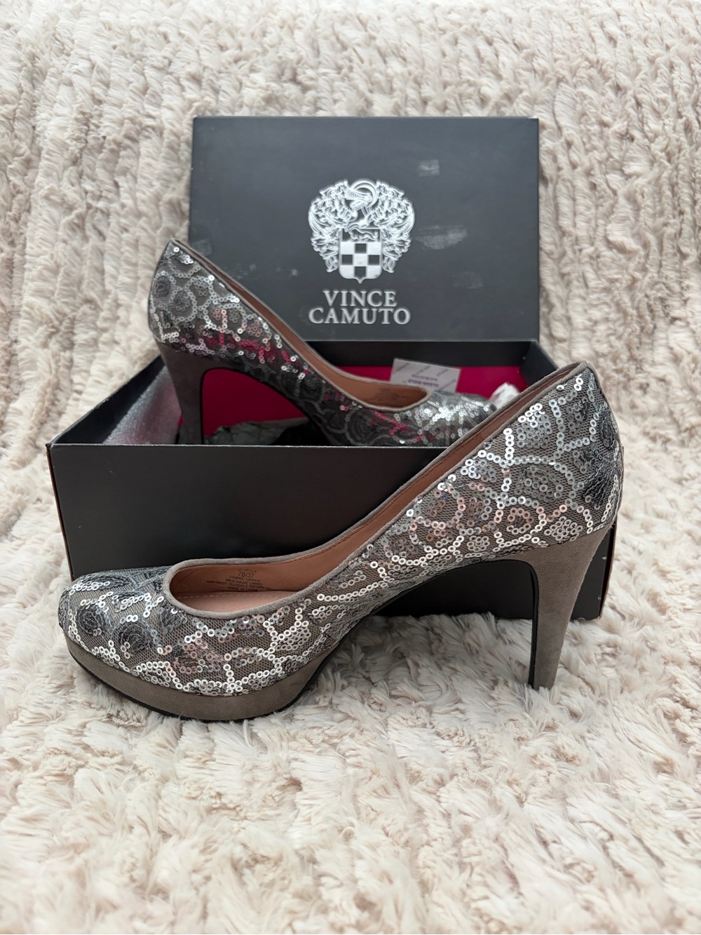 Vince Camuto Silver Sequin Heels